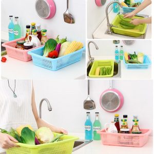 Rổ nhựa PP đa năng hình chữ nhật có lỗ thoát nước cho gia đình, văn phòng