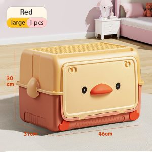 Hộp nhựa vịt màu đỏ cam, kích thước lớn 46x31x30cm.