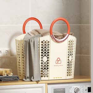 Giỏ để trên máy giặt, đựng quần áo và khăn tắm.