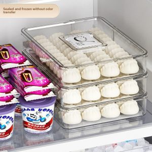 Hộp nhựa trong suốt nhiều tầng bảo quản bánh bao, há cảo, thực phẩm tươi Hộp đựng đặt trong tủ lạnh, bảo quản thực phẩm không ám mùi