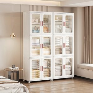 Tủ nhựa nhiều ngăn dùng để xếp quần áo gọn gàng.