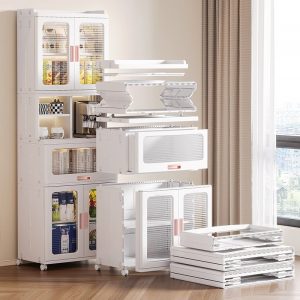 Các bộ phận tủ nhựa được tháo rời, thể hiện khả năng gấp gọn và lắp ráp dễ dàng.