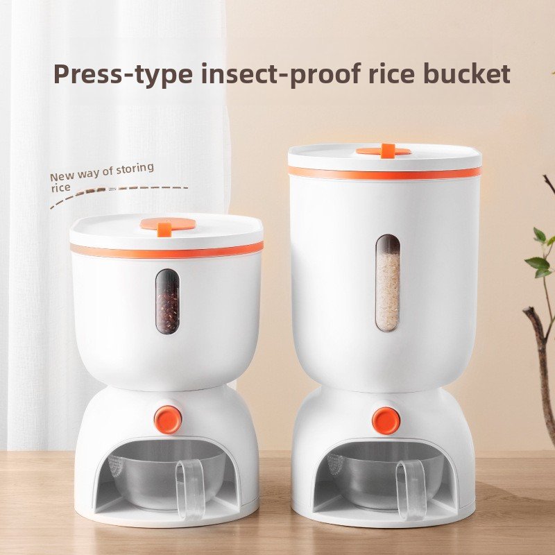Hộp đựng gạo tự động nhựa PP chống ẩm mốc, lấy gạo thông minh Hai kích thước hộp đựng gạo, phù hợp nhu cầu gia đình.