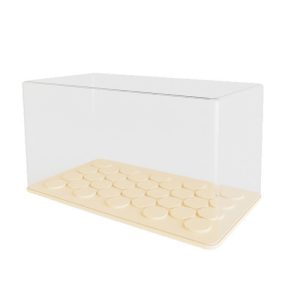 Hình ảnh hộp trưng bày nhựa trong suốt, chưa có đồ bên trong, nhìn rõ cấu trúc.