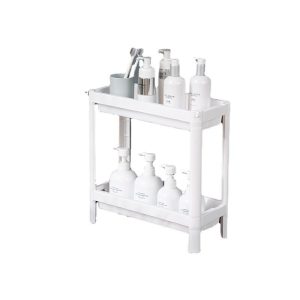 Kệ nhựa đa năng 3 tầng gấp gọn có bánh xe lưu trữ phòng tắm nhà bếp Kệ nhựa 2 tầng màu trắng, đựng chai lọ mỹ phẩm.