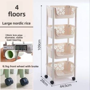 Ảnh thông số kích thước kệ nhựa 4 tầng màu trắng
