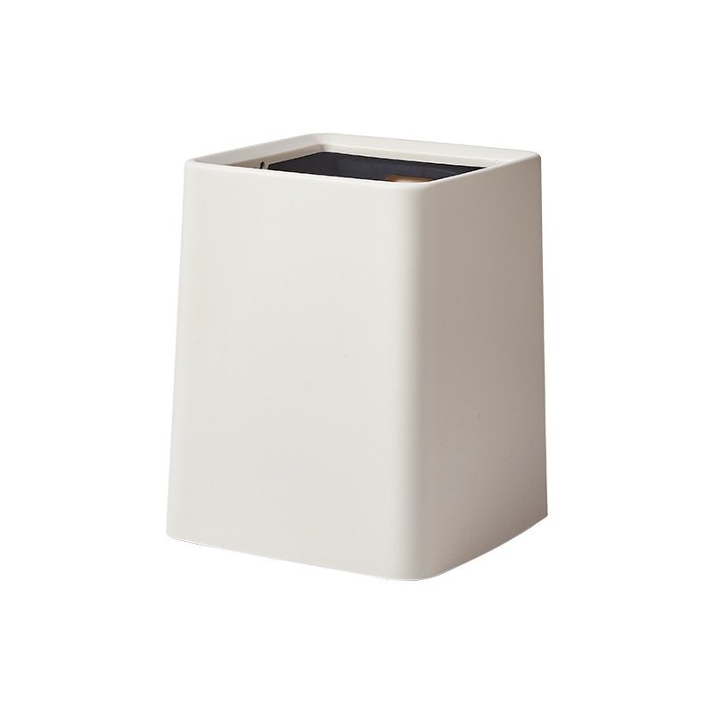 Thùng rác nhựa PP 2 lớp nắp lật chống rò rỉ cho gia đình 23L Thùng rác nhựa màu trắng kem, dáng vuông, chụp trên nền trắng.