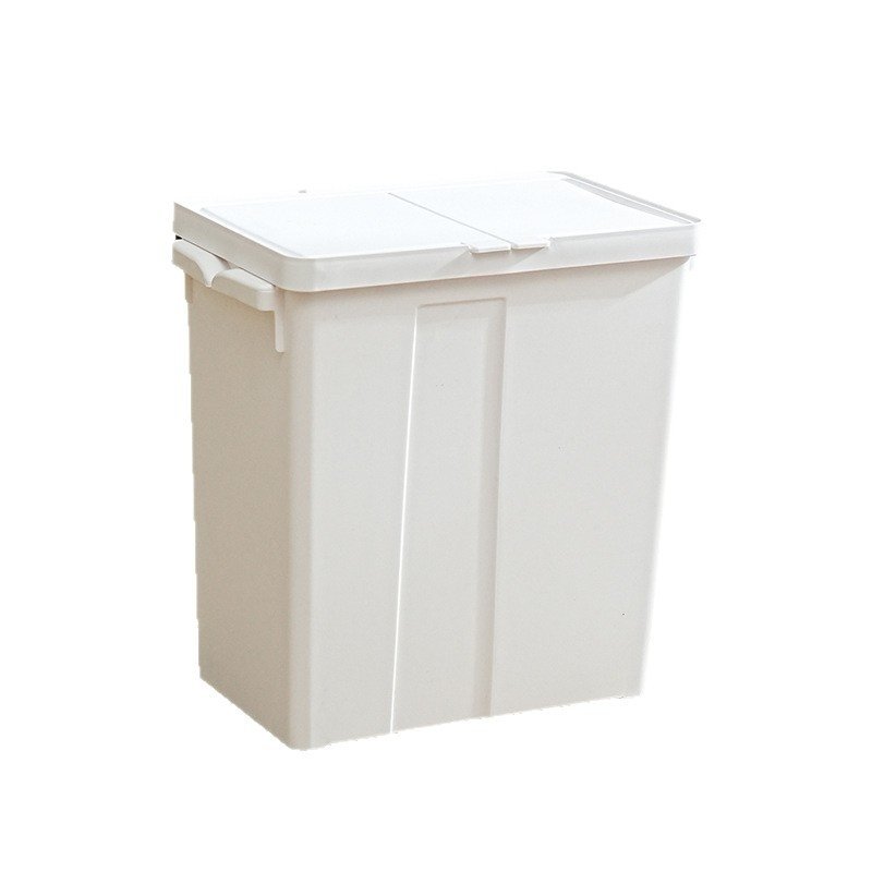 Thùng rác nhựa PP treo tường 12L tiện lợi cho bếp, phòng tắm Thùng rác nhựa màu trắng, thiết kế đơn giản.