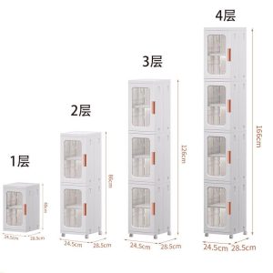 Các mẫu tủ nhựa đứng từ 1 đến 4 tầng với kích thước chi tiết.