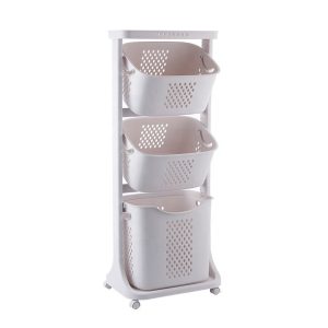 Ảnh sản phẩm kệ nhựa 2 tầng có bánh xe, không có vật dụng đi kèm.