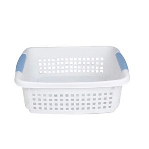 Rổ nhựa PP đa năng tay cầm Kasawow đựng đồ gia dụng nhà bếp Rổ nhựa trắng, tay cầm xanh dương, nhìn trực diện.