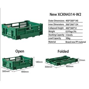 Thông số chi tiết rổ nhựa 400x300x140mm, có thể gập gọn.