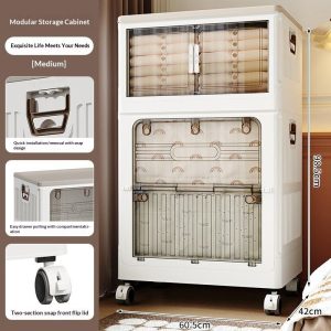 Tủ nhựa đựng quần áo loại trung, hai tầng, mô tả chi tiết các bộ phận.
