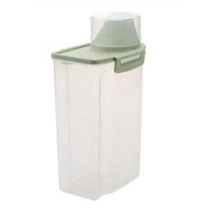 Hộp nhựa PP đựng ngũ cốc chống ẩm mốc dung tích lớn tiện lợi Hộp đựng thực phẩm nắp xanh lá, thân trong suốt.
