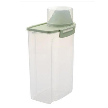 Hộp nhựa PP đựng ngũ cốc chống ẩm mốc dung tích lớn tiện lợi Hộp đựng thực phẩm nắp xanh lá, thân trong suốt.