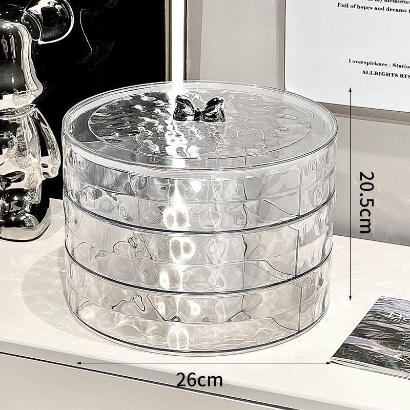 Hộp đựng thực phẩm nhiều tầng nhựa PP bảo quản bánh kẹo, trái cây sấy Hộp đựng thực phẩm nhiều tầng bằng nhựa trong suốt, kích thước 26cm x 20.5cm.