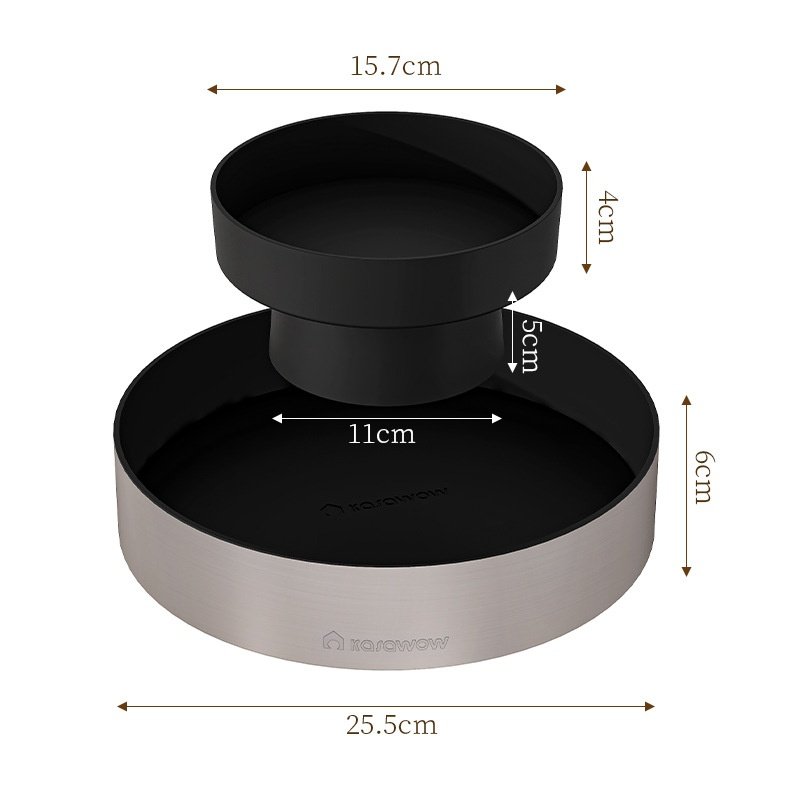 Kệ đựng gia vị đa năng xoay 2 tầng thép không gỉ cho nhà bếp tiện dụng Ảnh kệ xoay 2 tầng với kích thước chi tiết các phần