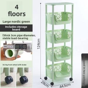 Ảnh thông số kích thước kệ nhựa 4 tầng màu xanh nhạt