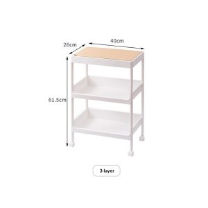 Kích thước chi tiết kệ 3 tầng, không có ngăn kéo, cao 61.5cm.