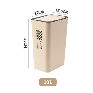 Thùng rác nhựa PP nắp ấn đứng tiết kiệm diện tích cho gia đình Kích thước thùng rác: 33cm cao, 22cm dài, 15.6cm rộng, dung tích 10L.