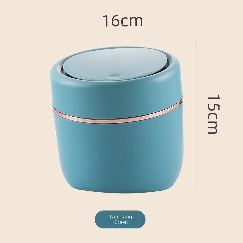 Thùng rác mini để bàn nhựa PP 4L nắp bật tiện lợi cho phòng khách, bàn làm việc Thùng rác mini màu xanh ngọc, kích thước 16x15cm