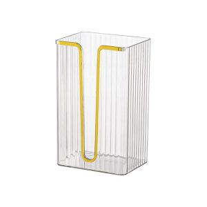 Hộp đựng khăn giấy nhựa trong suốt treo tường đa năng cho nhà bếp, phòng tắm Hộp đựng giấy màu trắng trong suốt viền vàng, kiểu dáng đứng sang trọng.