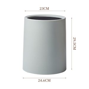 Thùng rác nhựa màu xanh nhạt, hình trụ, có kích thước 23x24.6x29.5cm.