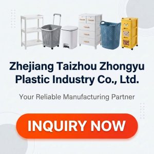 Banner giới thiệu công ty sản xuất nhựa với các sản phẩm gia dụng mẫu và nút liên hệ.