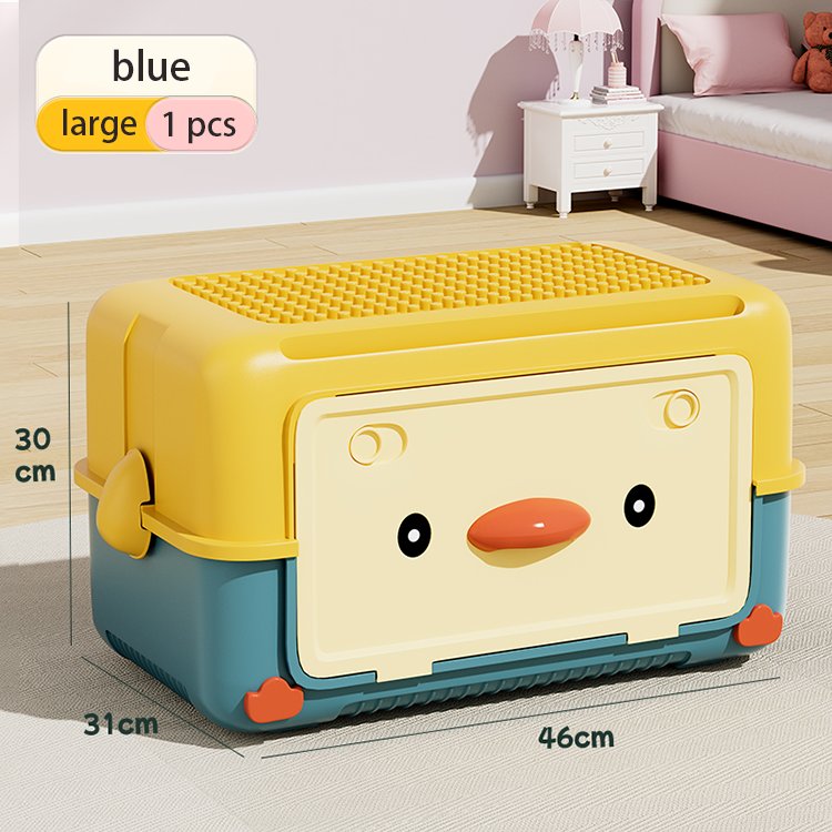 Hộp nhựa PP đa năng gấp gọn đựng đồ chơi, quần áo, chịu lực lớn Hộp nhựa vịt màu xanh dương, kích thước lớn 46x31x30cm.