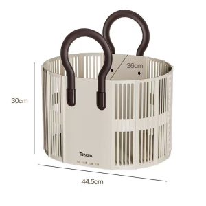 Giỏ đựng đồ màu kem với kích thước 44.5x36x30cm, phù hợp cho nhiều mục đích sử dụng.