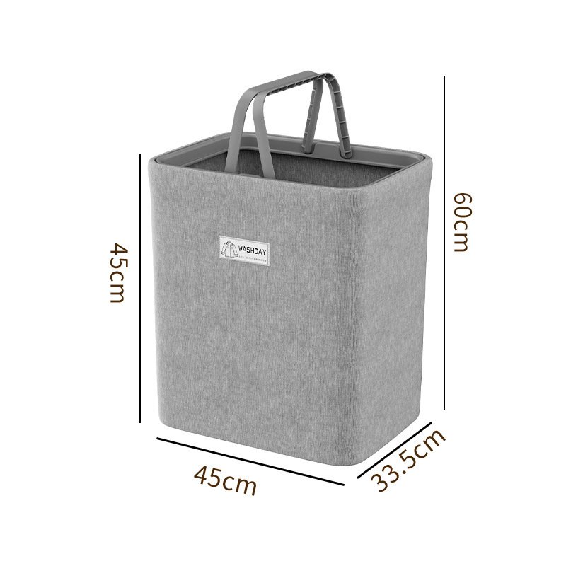 Giỏ đựng quần áo vải cotton linen dung tích lớn gấp gọn tiện lợi Hình ảnh giỏ đựng quần áo với kích thước chi tiết 60x45x33.5cm.