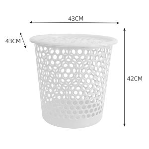 Giỏ đựng quần áo màu trắng với kích thước 43x43x42cm.