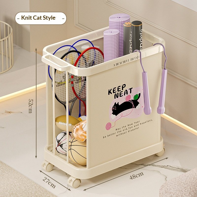 Giỏ nhựa đa năng PP có bánh xe đựng đồ chơi, snack, quần áo, thể thao Giỏ nhựa chứa đồ thể thao, có kích thước 48x27x52cm, bánh xe di chuyển linh hoạt.