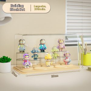 Hộp trưng bày kích thước lớn, hai tầng, chứa 10 mô hình, có kích thước cụ thể.