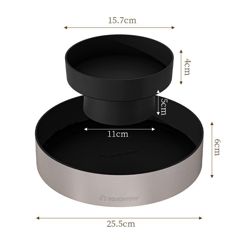 Kệ đựng gia vị đa năng xoay 2 tầng thép không gỉ cho nhà bếp tiện dụng Ảnh kệ xoay 2 tầng nhìn từ trên xuống, thể hiện thiết kế tròn, hiện đại