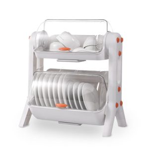 Kệ úp chén bát 2 tầng nhựa PP có nắp đậy chống bụi tiện lợi cho bếp img 06 102