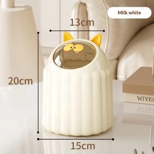 Thùng rác mini để bàn nhựa PP 4L nắp bật hình mèo tiện lợi cho gia đình img 06 113