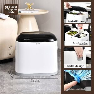 Thùng rác nhựa PP hai tầng cao cấp phân loại rác tiện lợi cho bếp Ngăn dưới thùng rác có thể kéo ra để đựng chai lọ hoặc rác lớn.