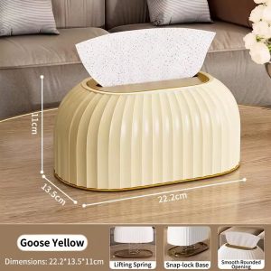 Hộp đựng khăn giấy nhựa cao cấp sọc vàng đồng cho phòng khách, phòng tắm Hộp khăn giấy màu xanh đậm với đường sọc nổi bật.