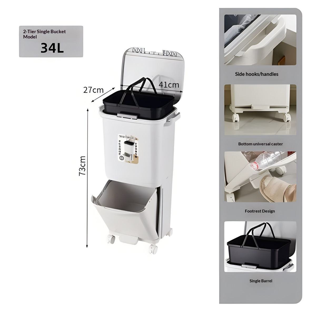 Thùng rác nhựa PP 2 tầng 34L có nắp đạp chân cho nhà bếp tiện lợi Thùng rác nhựa PP 2 tầng 34L có nắp đạp chân cho nhà bếp tiện lợi - Ảnh 7