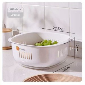 Rổ nhựa PP 2 tầng đa năng rửa rau củ quả tiện dụng cho nhà bếp img 06 138
