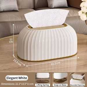 Hộp đựng khăn giấy nhựa cao cấp sọc vàng đồng cho phòng khách, phòng tắm Hộp khăn giấy màu xám đậm, phù hợp không gian tối giản.