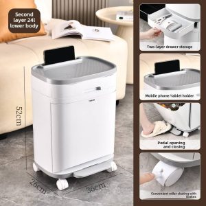 Thùng rác nhựa PP hai tầng cao cấp phân loại rác tiện lợi cho bếp Nắp trên mở ra dễ dàng, phù hợp đựng rác ướt như rau củ.