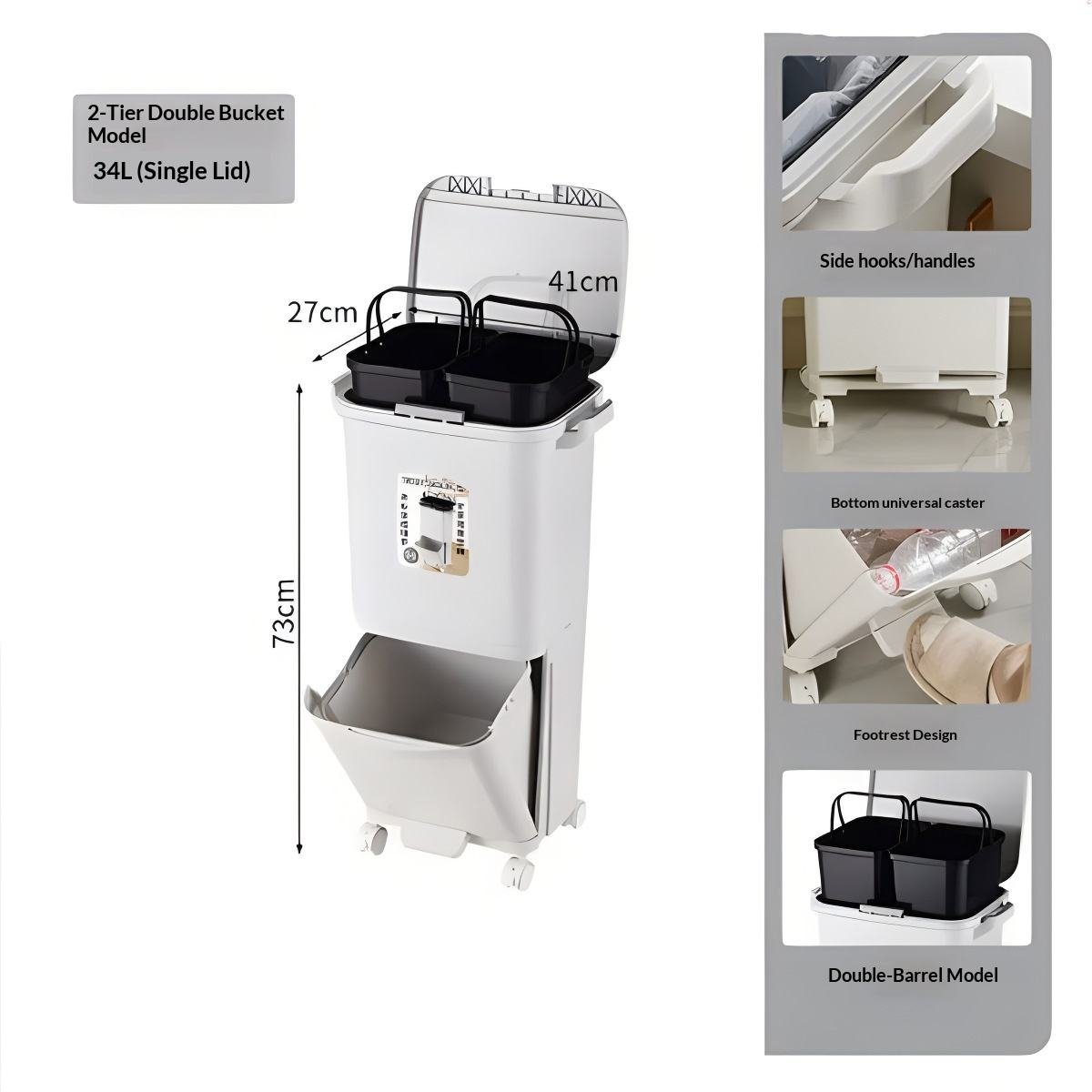 Thùng rác nhựa PP 2 tầng 34L có nắp đạp chân cho nhà bếp tiện lợi Thùng rác nhựa PP 2 tầng 34L có nắp đạp chân cho nhà bếp tiện lợi - Ảnh 8