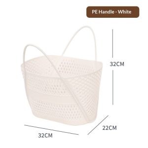 Ba giỏ nhựa xếp cạnh nhau, nhiều màu sắc, phù hợp nhiều mục đích sử dụng.
