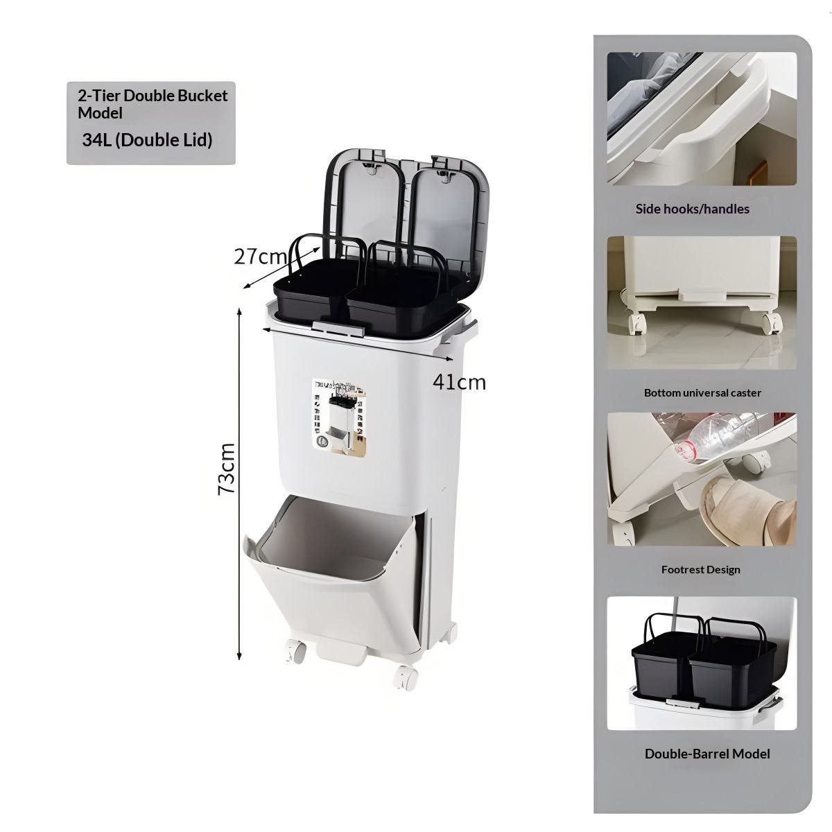 Thùng rác nhựa PP 2 tầng 34L có nắp đạp chân cho nhà bếp tiện lợi Thùng rác nhựa PP 2 tầng 34L có nắp đạp chân cho nhà bếp tiện lợi - Ảnh 9