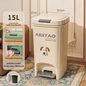 Thùng rác đạp chân nhựa PP dung tích lớn cho phòng khách, phòng ngủ img 09 27