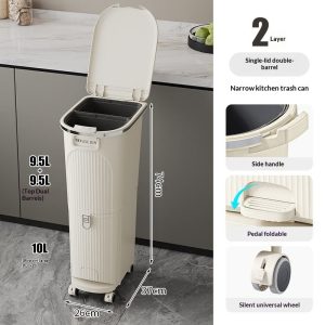 Thùng rác nhựa PP 2 ngăn bàn đạp & ngăn kéo tiện lợi cho nhà bếp img 09 31