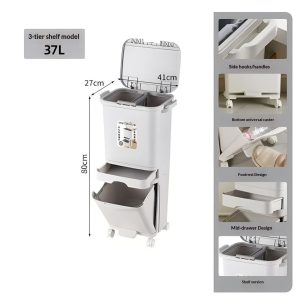 Thùng rác nhựa PP 2 tầng 34L có nắp đạp chân cho nhà bếp tiện lợi img 09 34
