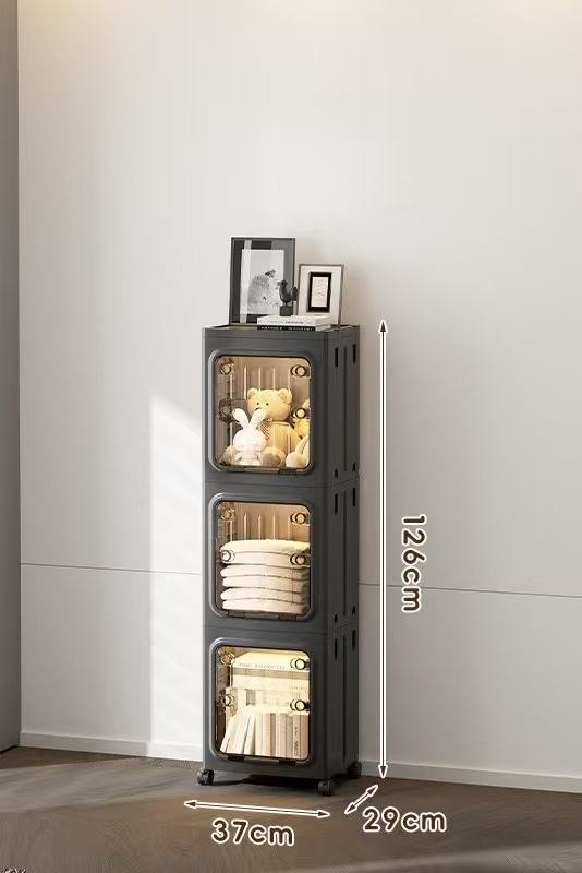Tủ nhựa gấp gọn đựng quần áo đa năng cửa trong suốt chống bụi Tủ nhựa gấp gọn đựng quần áo đa năng cửa trong suốt chống bụi - Ảnh 11